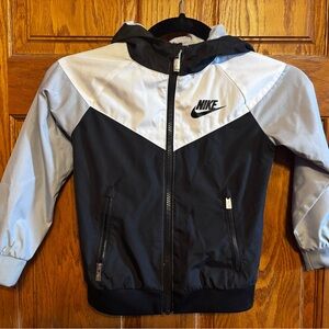 Nike Kids Black and Light Gray Hooded Windbreaker Jacket